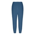 thumbnail image 5 of Women's Cotton Linen Casual Palazzo Pants Drawstring Elastic Waist Wide Leg Lounge Trousers with Pockets, 5 of 5