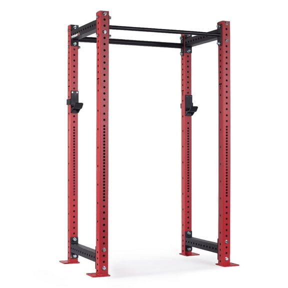 Titan Fitness X-3 Series 80" Red Bolt-Down Power Rack, 24" Depth, Rackable 1650 LB Cage, 1.25" and 2" Pull Up bars, Standard J-Hooks, Weightlifting and Strength Training