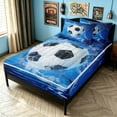 thumbnail image 3 of meiyoeat Cool Soccer Zipper Full Size Comforter Sets with Fitted Sheet and 2 Pillowcases for Kids Girls, Water Splash Zipper Bedding Set for Bedroom, Blue Black, Blue ReversibleB, 3 of 6