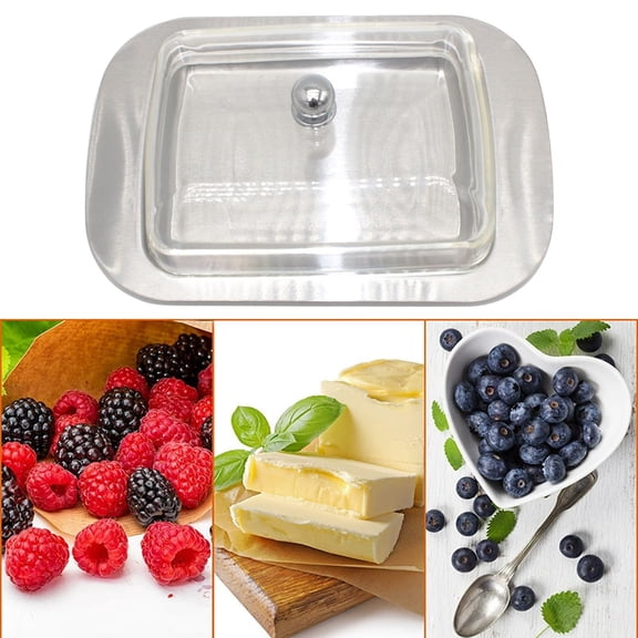 RotHome Stainless Steel Butter Dish with Airtight Lid – Easy-Hold Handle Design Metal Countertop Butter Keeper for Freshness, Fits Standard 1-Cup Butter Sticks, Dishwasher Safe Container