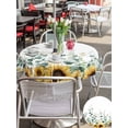 thumbnail image 4 of Outdoor Tablecloth with Umbrella Hole and Zipper, Sunflower Round Table Cloth 60 Inch Waterproof Tablecloth, Yellow Floral Pastoral Botanical Leaves Picnic Table Cover for Patio Camping, 4 of 7
