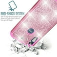 thumbnail image 4 of Value Pack + for Moto E (2020) Moto E7 with Tempered Glass Glitter Hard Case Hybrid Cell Phone Case Glitter Shock proof Edge Slim Bumper Scratch Cover (Pink), 4 of 4