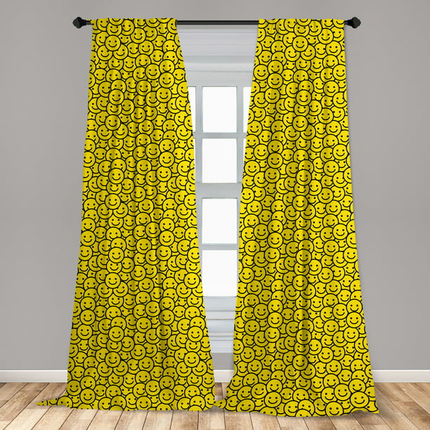 Black And Yellow Curtains 2 Panels Set, Yellow And Black Window Curtains