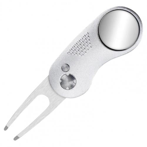 Foldable Golf Pitch Fork Golf High Precise Folding Mini Pitch Repair Tool Marker Pitch Cleaner Golf Pitchfork Golf Accessories Silver