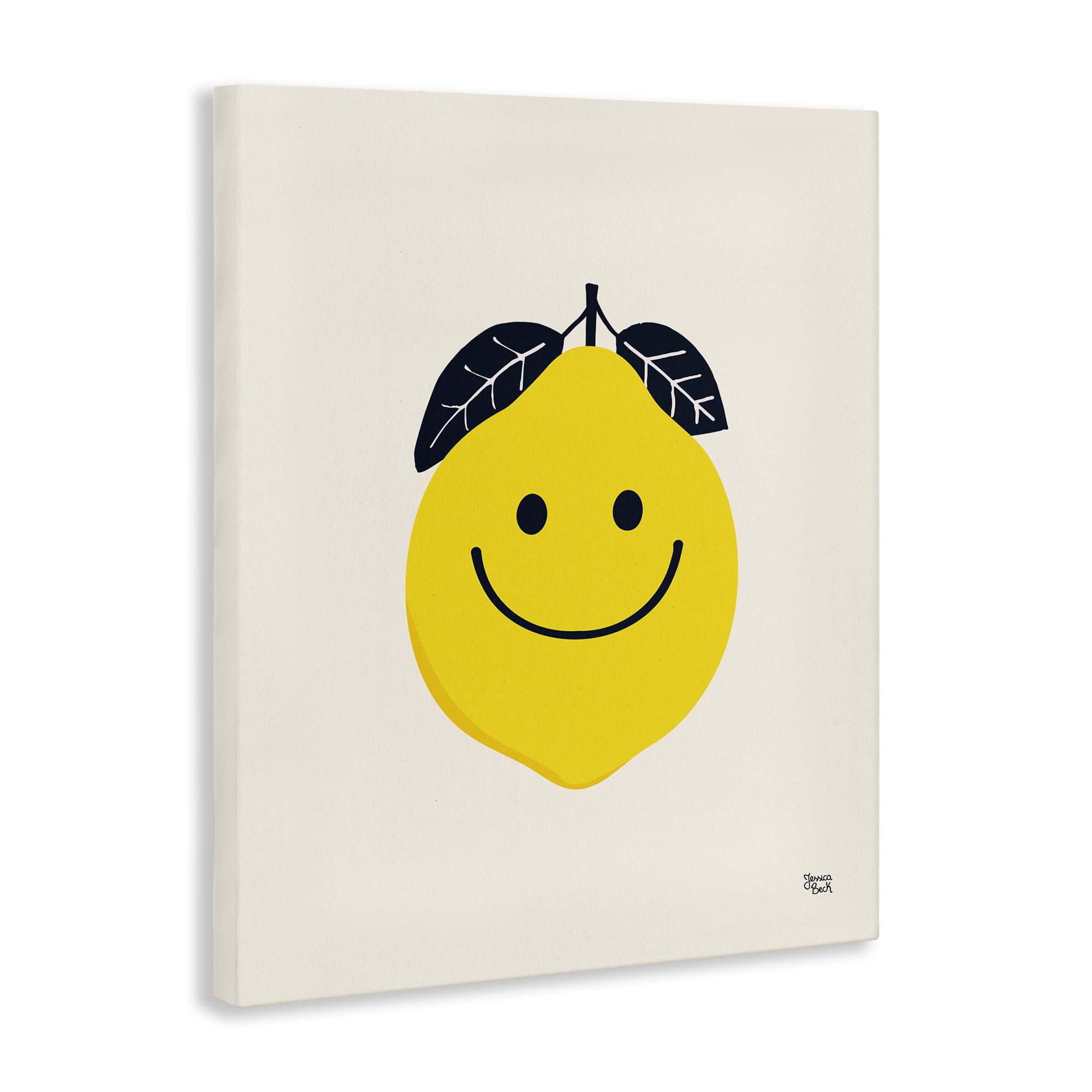 Stupell Industries Happy Lemon Smile Food & Beverage Painting Wrapped Canvas Art Print Wall Art, 24 x 30
