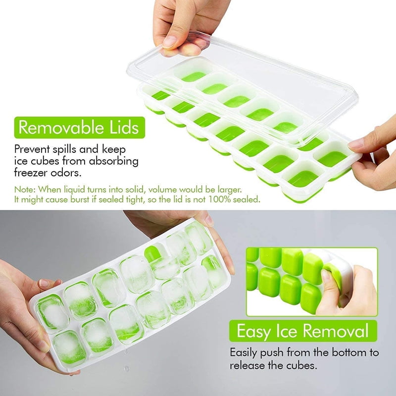 OMorc Easy-Release Silicone Ice Cube Trays - Pack of 4x14 Lids for sale  online