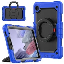 TECH CIRCLE Case for Samsung Galaxy Tab A7 Lite (8.7") Tablet (SM-T220)- [Built with Screen Protector] Heavy Duty Protection Rugged Case with Kickstand Portable Handle Drop Proof Cover, Blue Black