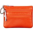 thumbnail image 1 of LAICAIW Women's Genuine Leather Coin Purse Mini Pouch Change Wallet with Keychain, Orange, 1 of 6