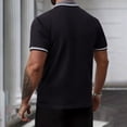 thumbnail image 5 of Men's Solid Color Knit Casual Shirt Tops, Short Sleeve Lapel Breathable Cooling Quick Dry, Summer Beach Vacation Travel Gym Fitness Outfits, Modern Essential | JASKFLY,Black L, 5 of 9