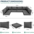 thumbnail image 6 of ELPOSUN Outdoor Cushions for Patio Furniture Replacement, Patio Furniture Cushions, Deep Seat Patio Cushions, Patio Seat Cushions for Outdoor Sectional (Grey), 6 of 8
