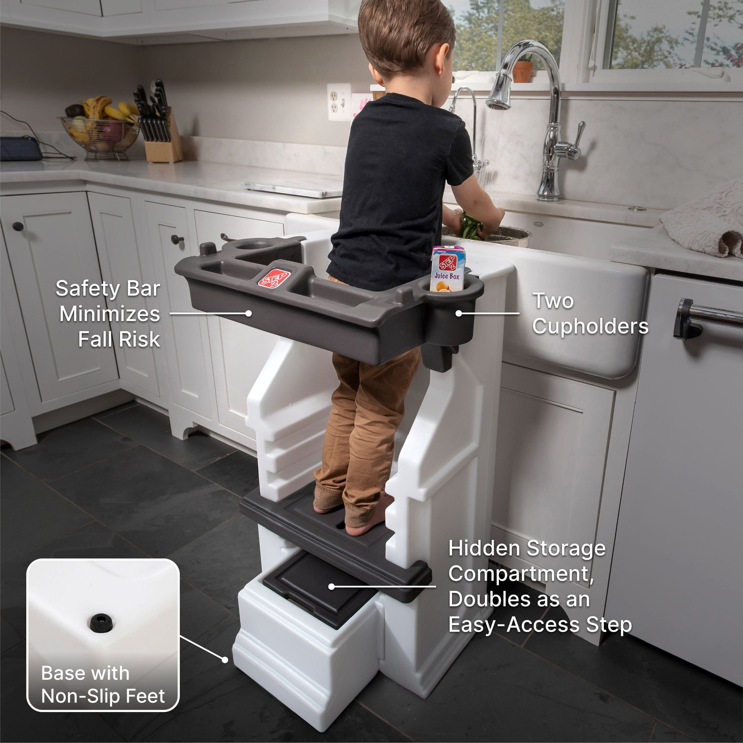 Step2 Mobile Helper Toddler Tower, Adjustable Kids Furniture, White