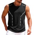thumbnail image 2 of Qiyinn Men Sleeveless Gym Tank Top Mesh Panel Breathable Quick Dry Workout Athletic Vest with Reflective Stripes Loose Fit Casual Sport Shirt for Adult, 2 of 9
