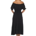 thumbnail image 2 of Sakkas Cotton Crepe Smocked Peasant Gypsy Boho Renaissance Mid Length Dress - Black - One Size, 2 of 4