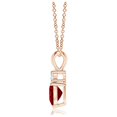 thumbnail image 2 of Angara Natural Ruby Necklace - Heart-Shaped Ruby Rabbit Ear Bale Pendant in 14K Rose Gold for Women, 2 of 10