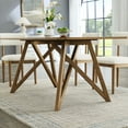 thumbnail image 6 of Roundhill Furniture Axler 7-Piece Dining Set, Tripod-Cross Dining Table with 6 Stylish Chairs, Light Oak, 6 of 13