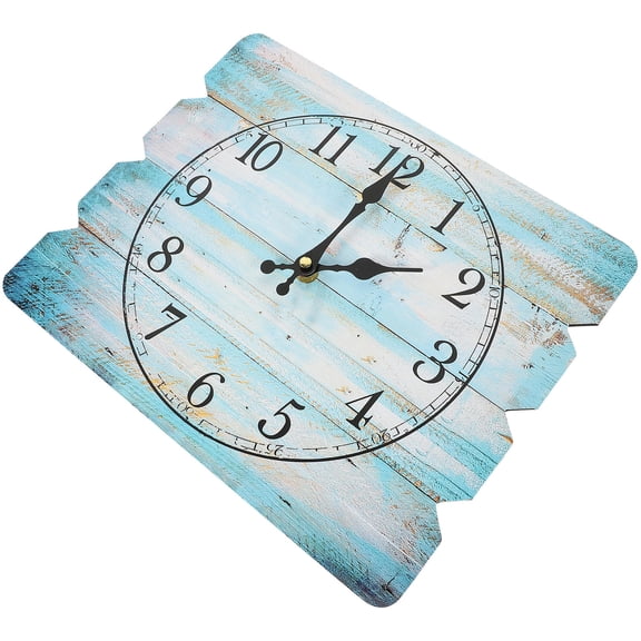 Luxshiny Square Silent Wooden Wall Clock for Beach Theme Living Room Decor Rustic Coastal Design 1 Set (Without Battery)
