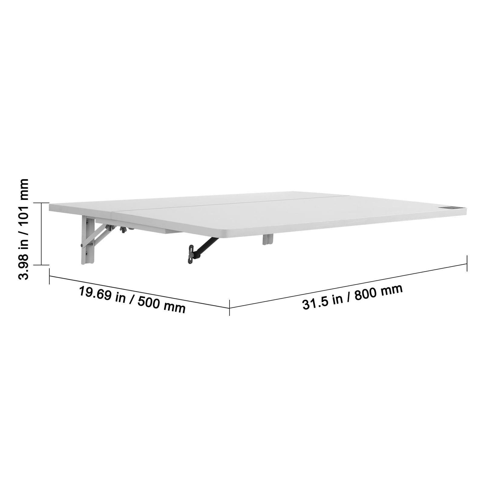 KFFKFF Wall-Hanging Foldable Desk, 31.5" x 19.69" Space-Saving Drop-Leaf Table, Floating Workstation with Metal Support, Versatile Fold-Up Desk for Compact Areas, Ideal for Home Office, Kitchen