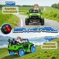 thumbnail image 5 of Joyracer 800W 24 Volt Ride on Toys, 4WD/2WD 3 Speeds Oversized Power Car Wheels, 2-Seater Ride on Truck with Remote Control, Electric Car Gift for Kids with Music, Bluetooth, Horn, Light, Green, 5 of 13