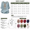 thumbnail image 3 of PBFRDSJ Cotton Linen Tops for Women Lightweight Retro Embroidered 3/4 Sleeve Bohemian Peasant Shirts Plus Size V Neck Casual Summer Beach Boho Tops, 3 of 9