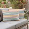 thumbnail image 4 of Color Stripes Outdoor Pillow Covers 20"x12" Set of 2, Pink Blue Green Striped Gradient Brush Texture Waterproof Throw Pillow Covers for Patio Furniture, Decorative Cushion Covers for Porch, 4 of 9