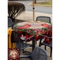 thumbnail image 4 of Outdoor Tablecloth with Umbrella Hole and Zipper, Red Plaid Christmas Square Table Cloth 54x54 Inch Waterproof Tablecloth, Xmas Snowflake Birds Botanical Picnic Table Cover for Patio Camping, 4 of 7