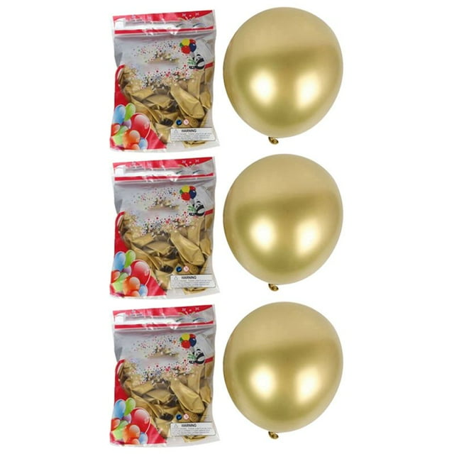150 Piezas Globos de Látex MetáLicos de 10 Pulgadas, Globos de Perla de Metal Brillantes Cromados Espesos Globos para Decoración de Fiestas, Dorado