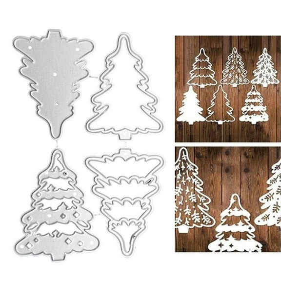 Die Cuts for Card Making, Ouginx 4Pcs Christmas Trees Metal Cutting Dies DIY Die Cutters Die Stencils for Scrapbooking, Embossing & More