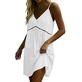 thumbnail image 6 of Lovzfmll Casual Linen Blend Shift Maxi Dress for Women, Loose V Neck Short Sleeve Dress White, L, 6 of 9