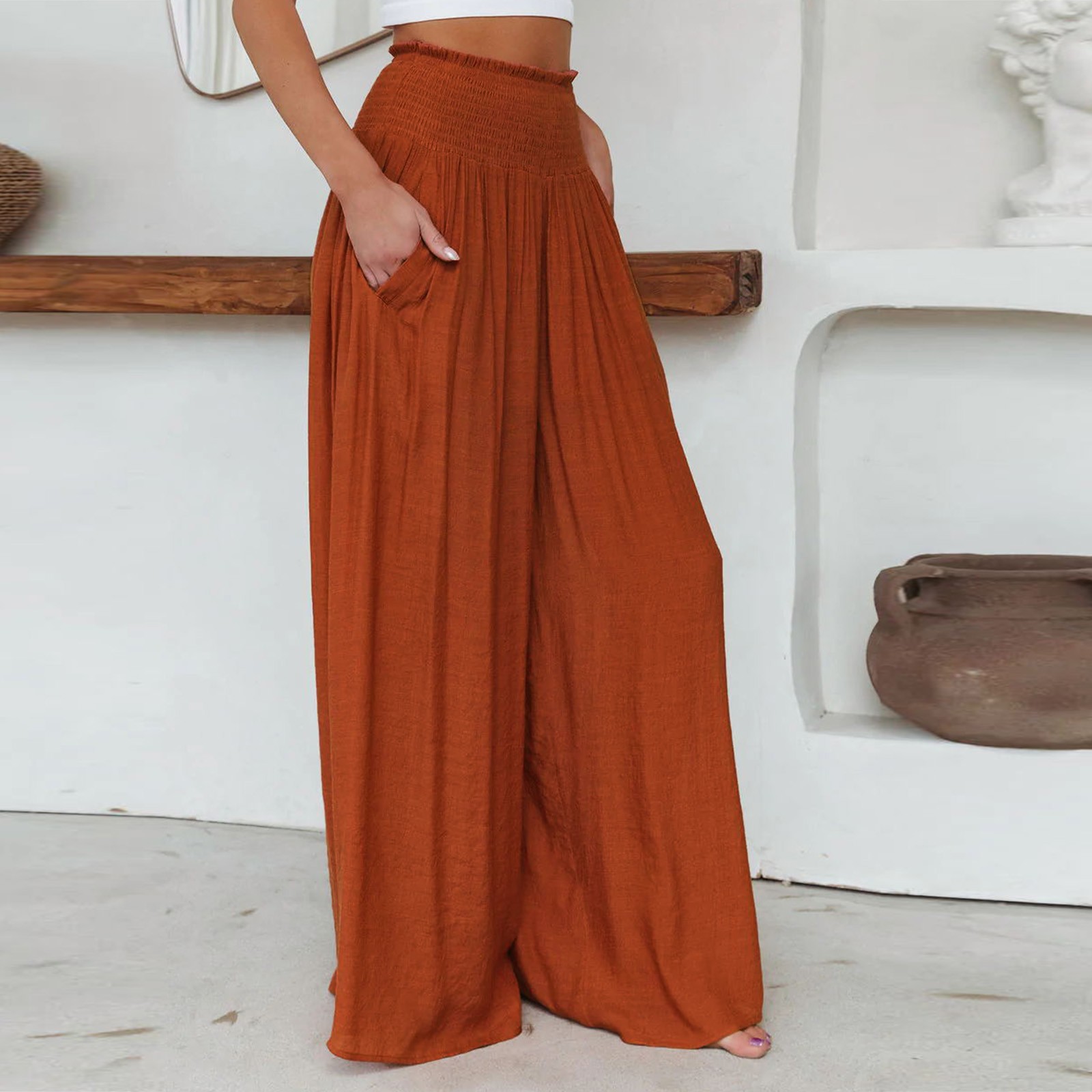 Wide red pants 1,2,3? | Red culottes outfit, Red trousers outfit, Red pants  outfit