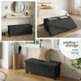 thumbnail image 4 of Hearth & Harbor Storage Ottoman Bench, Boucle 43" Ottoman with Storage , Black, 4 of 9