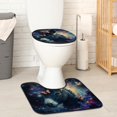 thumbnail image 2 of PhooArto Toilet Lid Cover and U-Shaped Toilet Floor Mat Set of 2 Pieces, Donkey Butterflies Color Galaxy Toilet Mat Set, Machine Washable Seat Covers Non-Slip Absorbent Rugs, 2 of 6