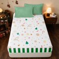 thumbnail image 4 of Manfei Stripe Twin Comforter Set Fitted Sheet 2 Pillowcases, Green White, Xmas Reversible, 4 of 7