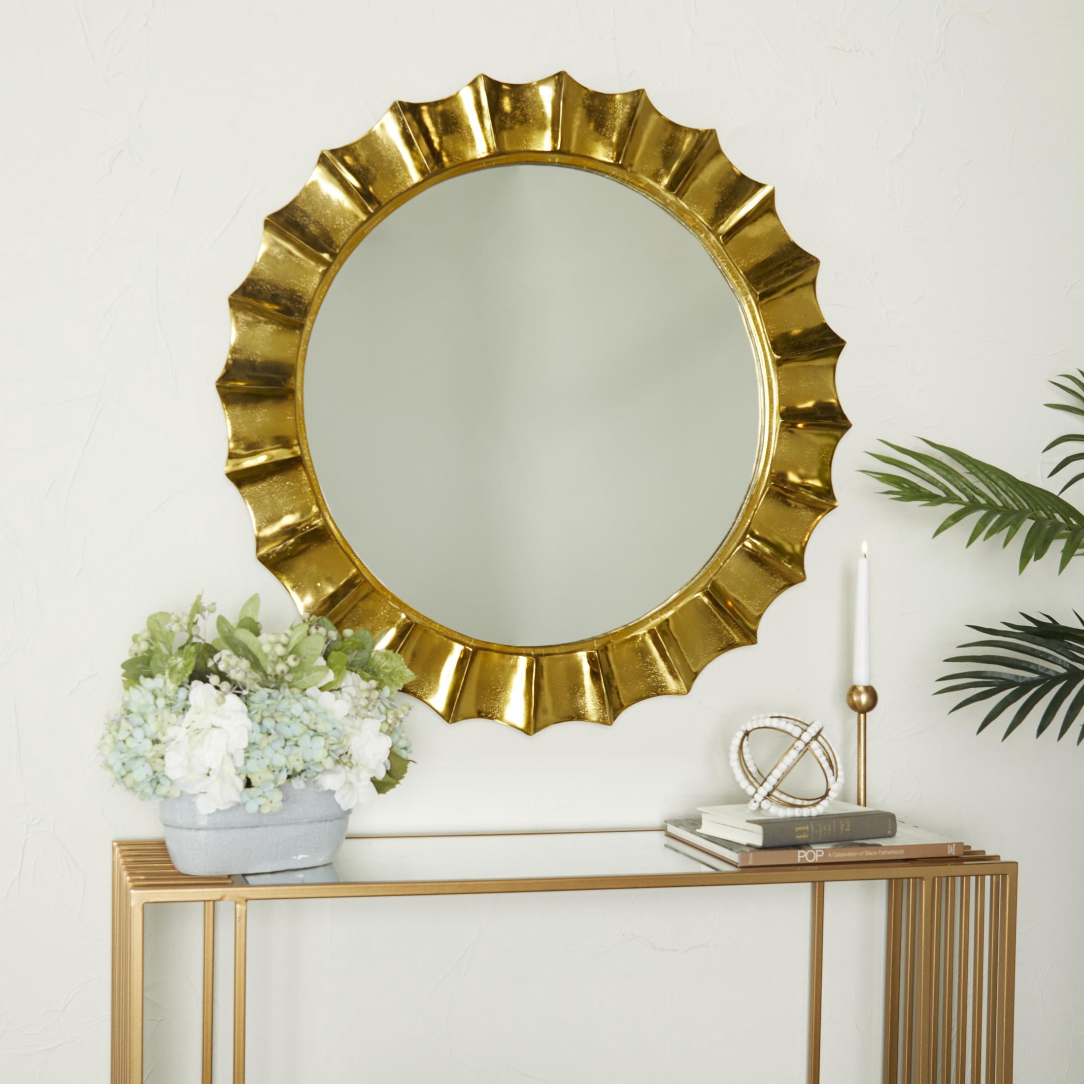 DecMode 35" x 35" Gold Starburst Wall Mirror