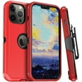 thumbnail image 2 of Xhy iPhone 13 Mini Case + Screen Protectors + Belt Clip Holster + Camera Lens Protector, Heavy Duty Hard Shockproof Armor Protector Case (Red+Black), 2 of 7