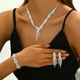 thumbnail image 3 of Wedding Jewelry Set Silver Rhinestone Necklace Earrings Sets Formal Costume Jewelry for Women and Brides, 3 of 12