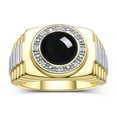 thumbnail image 1 of RYLOS Men's Rings 14K Yellow Gold Ring Cabochon Gemstone & Diamonds Designer Style Onyx Rings For Men Size 11, 1 of 7