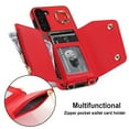 thumbnail image 4 of Crossbody for Samsung Galaxy S22 Phone Case for Women, Wallet Case with Credit Card Holder Shoulder Strap & Wrist Lanyard Shockproof Purse Back Flip 360 Ring Holder Kickstand Case,Red, 4 of 9