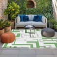 thumbnail image 2 of Modern Geometric Green Outdoor Rug for Patio/Deck/Porch, Non-Slip Large Area Rug 5 x 7 Ft, Abstract Minimalist Artwork Lines Indoor Outdoor Rugs Washable Area Rugs, Camping Rug Carpet Runner, 2 of 8