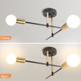 thumbnail image 4 of Modern Sputnik Chandelier, 2-Light Black and Gold Ceiling Light Fixture, Industrial Dining Room Light Fixture for Bedroom, Kitchen, Living Room, Hallway, E26 Base, Bulbs Not Included, 4 of 8