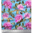 thumbnail image 1 of Soimoi Cotton Poplin Fabric Buttefly,Leaves & Rose Floral Printed Craft Fabric by the Yard 56 Inch Wide, 1 of 1
