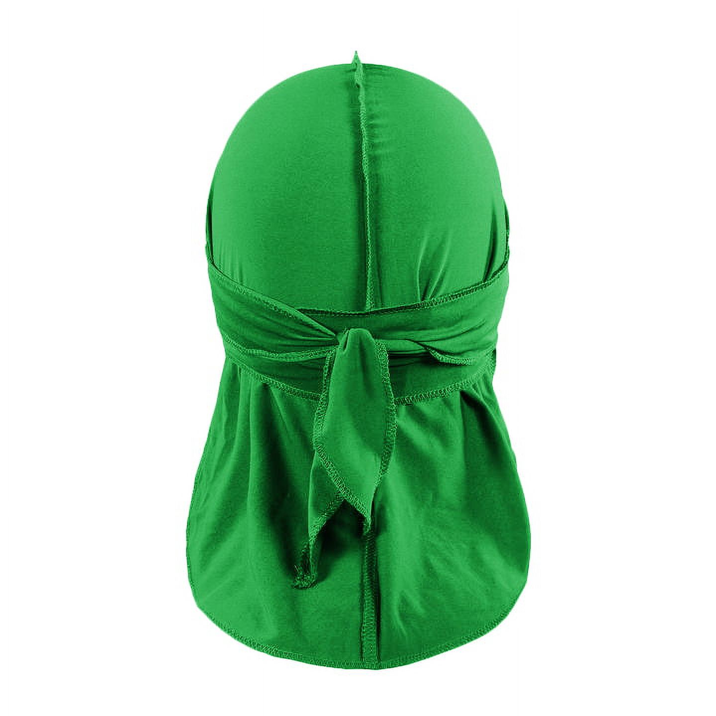 Pack of 3 Durags Headwrap for Men Waves Headscarf Bandana Doo Rag Tail (Green) - image 2 of 4