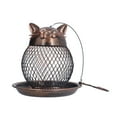 thumbnail image 1 of Comedero para pájaros de malla metálica para pájaros silvestres, decoración para patio, jardín, estilo retro, con forma de gatito., 1 of 14