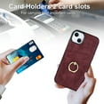 thumbnail image 6 of Compatible with iPhone 13 Mini Case Wallet with Card Holder, 360°Rotation Finger Ring Holder Kickstand Premium PU Leather Soft TPU Anti-Drop Back Phone Cover For iPhone 13 Mini, Winered, 6 of 10