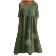 thumbnail image 1 of Vestido tipo camiseta Fartey 2025, casual, talla grande, verano con bolsillos, 1 of 7