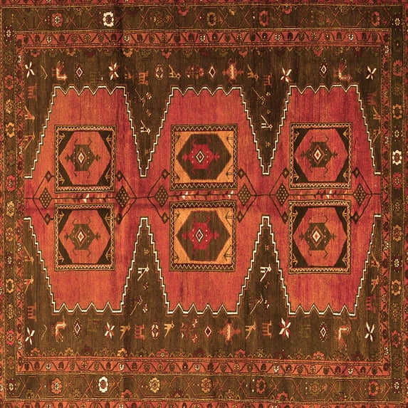 Ahgly Company Indoor Square Persian Orange Traditional Area Rugs, 7' Square