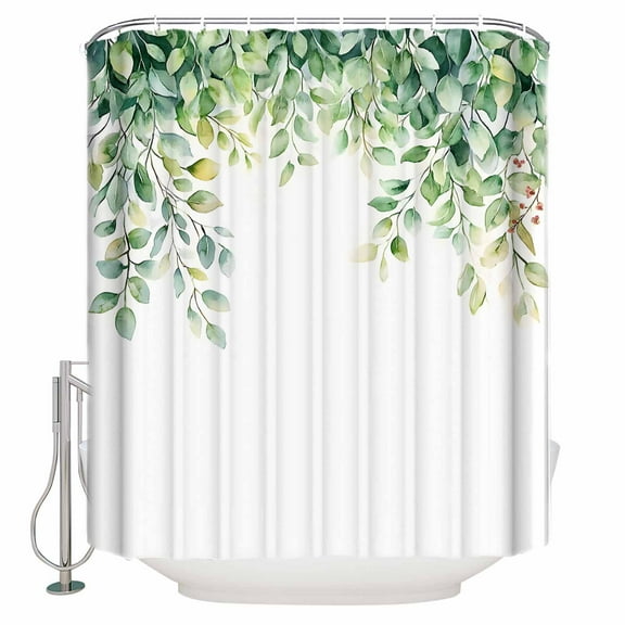 Extra Long Shower Curtain 72x96 Inch, Spring Eucalyptus Shower Curtain Waterproof Bathroom Decor Country Nature Aesthetics Fruit Fabric Bath Curtain Set Accessories with Hooks