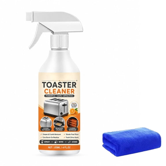 Toaster Cleaner Spray, Degreaser for Burnt Food Grease, Removes Stains for Crumb Tray Interior Exterior Stainless Steel Kitchen Home, 4.06 fl oz
