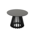 thumbnail image 6 of Guyou Modern Round Coffee Table with Geometric Wood Strips Base, 24 " Wooden Cocktail Table for Living Room Small Space Lounge, Black, 6 of 6