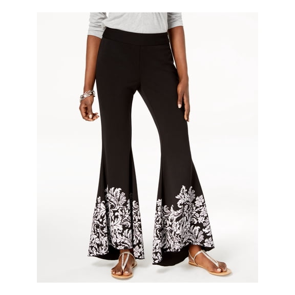 INC Womens Black Printed Flare Leg Pants Size: 12