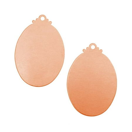 Solid Copper Designer Pendant - Solid Copper Vintage Style Oval Pendant Stamping Blanks - 33x22.5mm 24 Gauge (2)